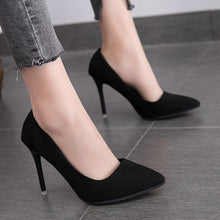 Load image into Gallery viewer, 2019 Autumn New Simple Elegant High Heels Stiletto Womens Shoes Pointed Black Etiquette Professional Single Shoes Wedding Shoes