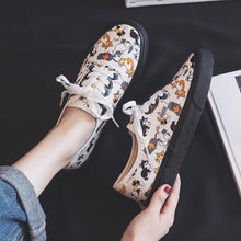 Load image into Gallery viewer, Shoes Women Spring 2019 New Canvas Girls Students Graffiti Shoes Kitty Cartoon Cat Korean Edition Ins Style White Shoes A35-81