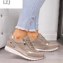 Load image into Gallery viewer, Women Shoes Gold Sneakers Zipper Platform Trainers Women Shoes Casual Lace-Up Tenis Feminino Zapatos De Mujer Womens Sneakers