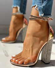 Load image into Gallery viewer, Sexy High Heels Women Pumps Gold Rhinestone Heels Ladies Shoes Classic Pumps Plus Size 35-43 Shoes Women Buckle Strap Sandals