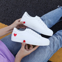 Load image into Gallery viewer, Women Canvas Shoes Women Casual Flats Heart Lace-up Fashion Ladies Spring/Autumn Shoes designer White Sneakers EUR Size 36-42