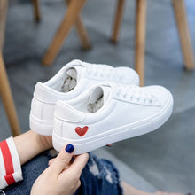 Load image into Gallery viewer, Women Canvas Shoes Women Casual Flats Heart Lace-up Fashion Ladies Spring/Autumn Shoes designer White Sneakers EUR Size 36-42